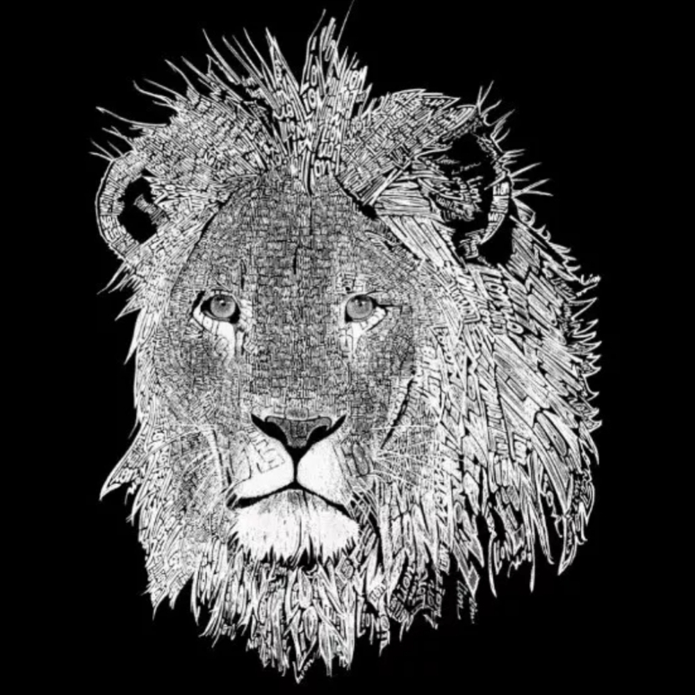 LA Pop Art Lion Sweatshirt Adult 4X Black Crewneck Cozy Fleece Sweater Fall NWT